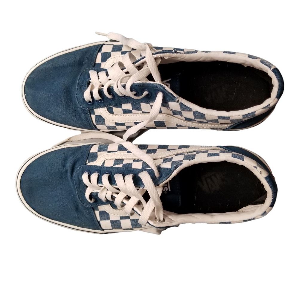 Vans Turquoise Blue Green Checkered Sneakers Shoes sz 10.5 - Picture 9 of 13